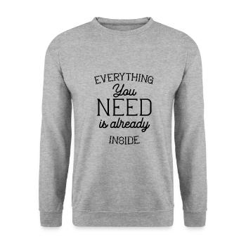 Everything you need is already inside - Unisex Sweatshirt - salt & pepper - Front - Alina (178cm) & Michal (187cm)