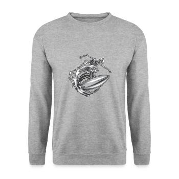 Skeleton Surfer - Sweat-shirt Unisexe - gris chiné - Devant - Alina (178cm) & Michal (187cm)