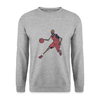 Basketball Skeleton - Unisex Sweatshirt - salt & pepper - Front - Alina (178cm) & Michal (187cm)