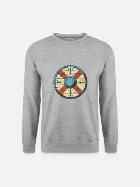 Wikinger Schild - Unisex Pullover - Weißgrau meliert
