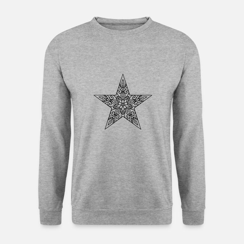 Stern Mandala - Unisex Pullover - Weißgrau meliert