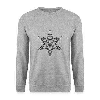 Mandala étoilé - Sweat-shirt Unisexe - gris chiné - Devant - Alina (178cm) & Michal (187cm)
