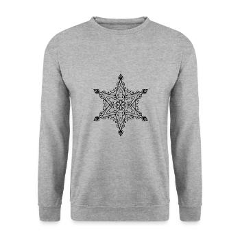 Stern Mandala - Unisex Pullover - Weißgrau meliert - Vorne - Alina (178cm) & Michal (187cm)