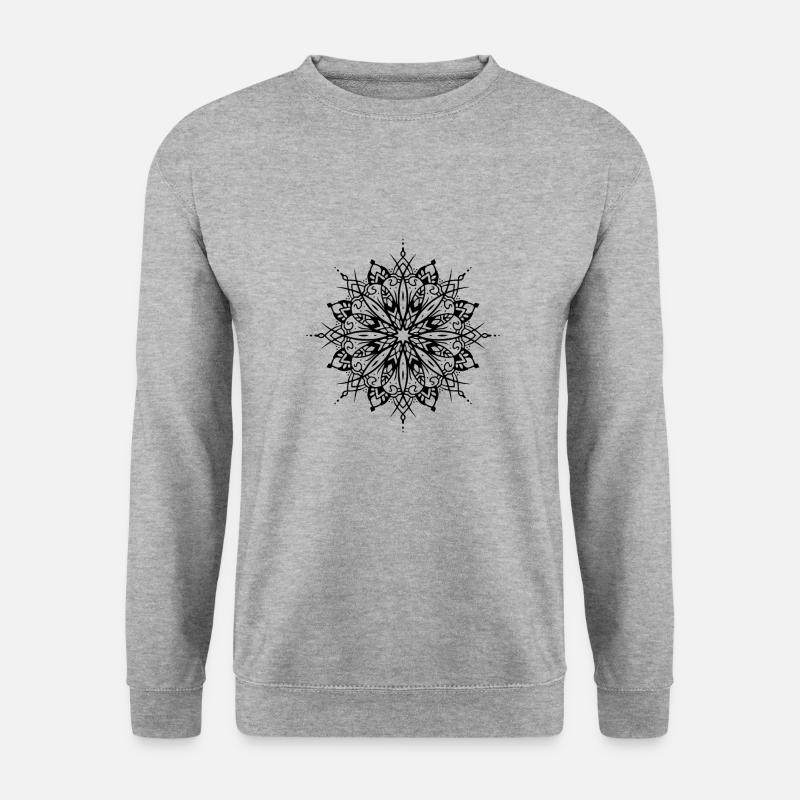Blume Mandala - Unisex Pullover - Weißgrau meliert