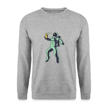 Astronaut Beer - Unisex Sweatshirt - salt & pepper - Front - Alina (178cm) & Michal (187cm)