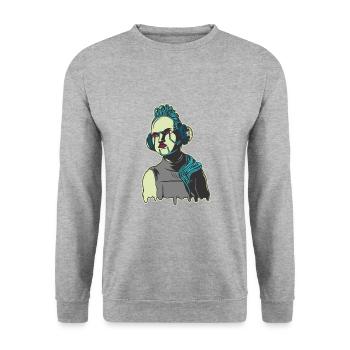 Robot - Sweat-shirt Unisexe - gris chiné - Devant - Alina (178cm) & Michal (187cm)