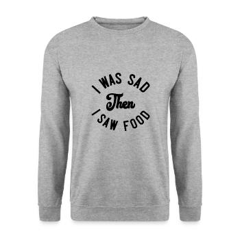 I was sad then I saw food - Unisex Sweatshirt - salt & pepper - Front - Alina (178cm) & Michal (187cm)