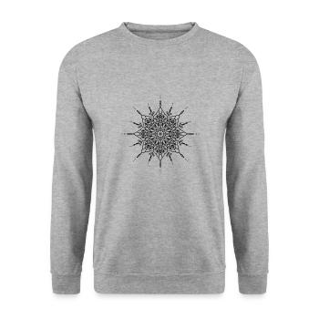 Blumen Mandala - Unisex Pullover - Weißgrau meliert - Vorne - Alina (178cm) & Michal (187cm)