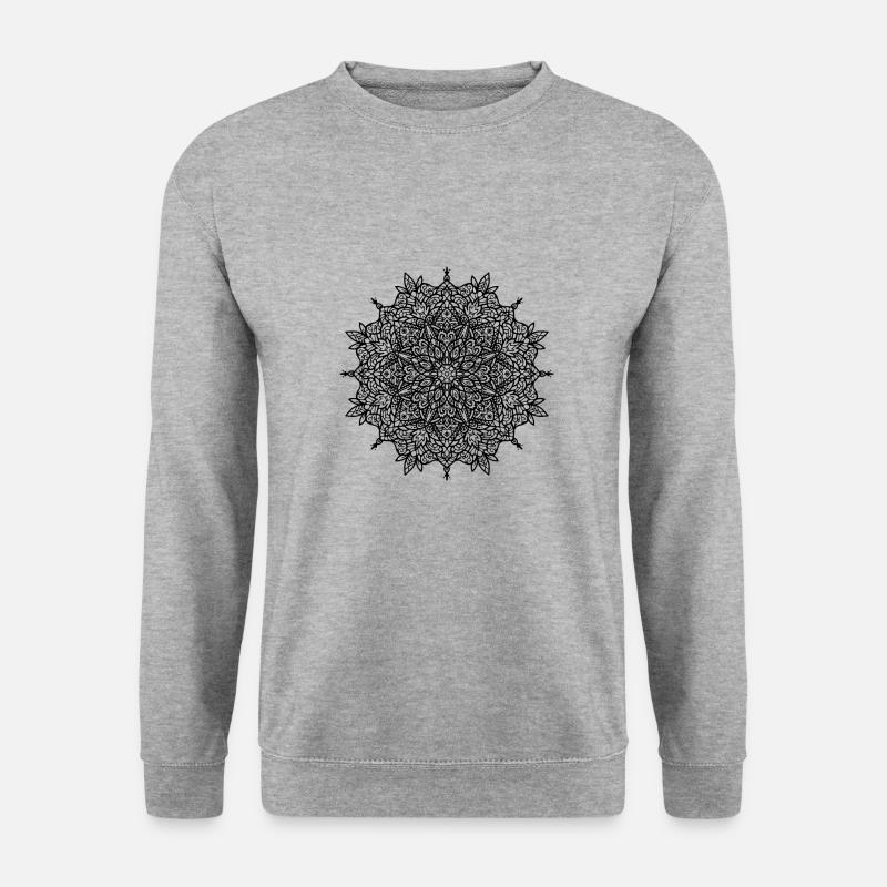 Blumen Mandala - Unisex Pullover - Weißgrau meliert