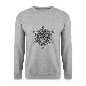 Blume Mandala - Unisex Pullover - Weißgrau meliert - Vorne - Alina (178cm) & Michal (187cm)