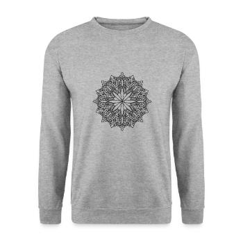 Blumen Mandala - Unisex Pullover - Weißgrau meliert - Vorne - Alina (178cm) & Michal (187cm)