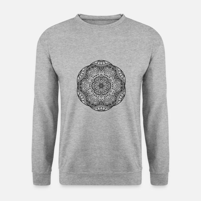 Blumen Mandala - Unisex Pullover - Weißgrau meliert