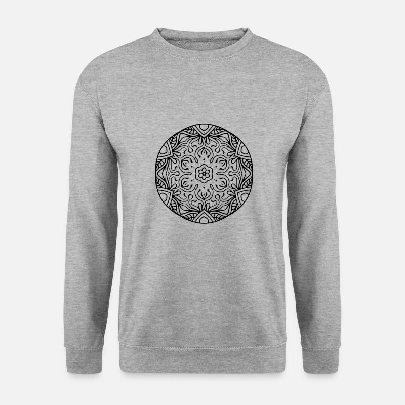Blumen Mandala - Unisex Pullover - Weißgrau meliert