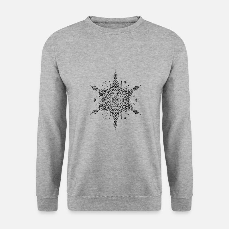 Blumen Mandala - Unisex Pullover - Weißgrau meliert