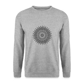 Blumen Mandala - Unisex Pullover - Weißgrau meliert - Vorne - Alina (178cm) & Michal (187cm)