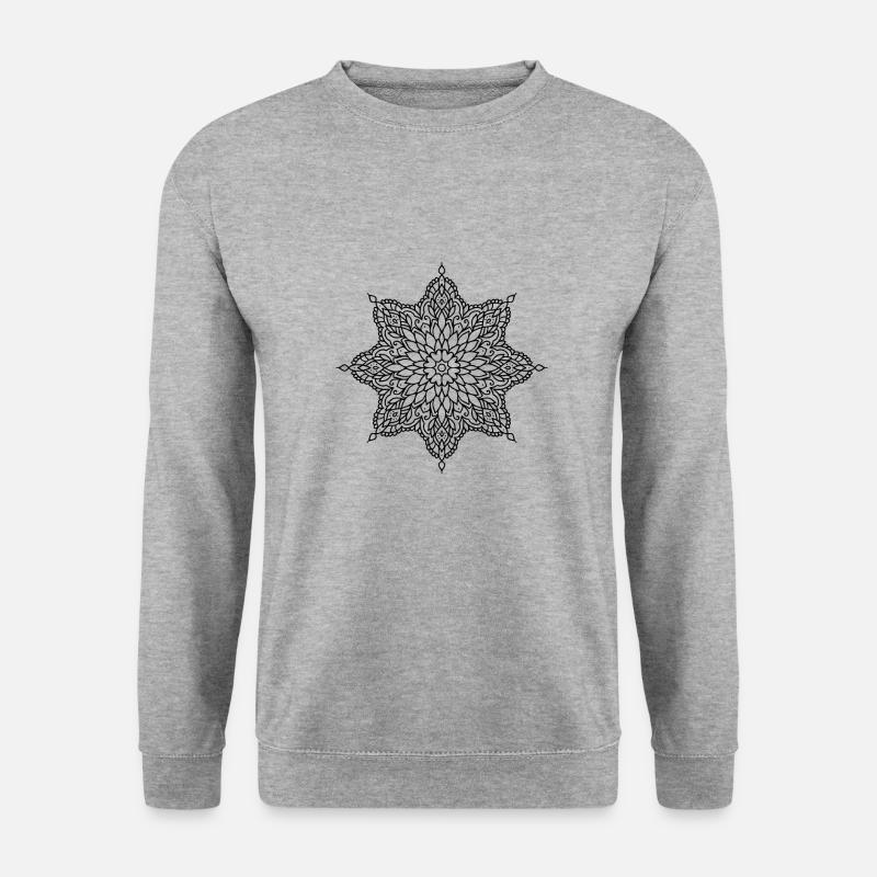 Blumen Mandala - Unisex Pullover - Weißgrau meliert