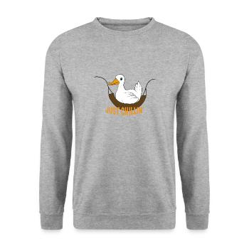 Funny duck saying Just chilling - Unisex Sweatshirt - salt & pepper - Front - Alina (178cm) & Michal (187cm)