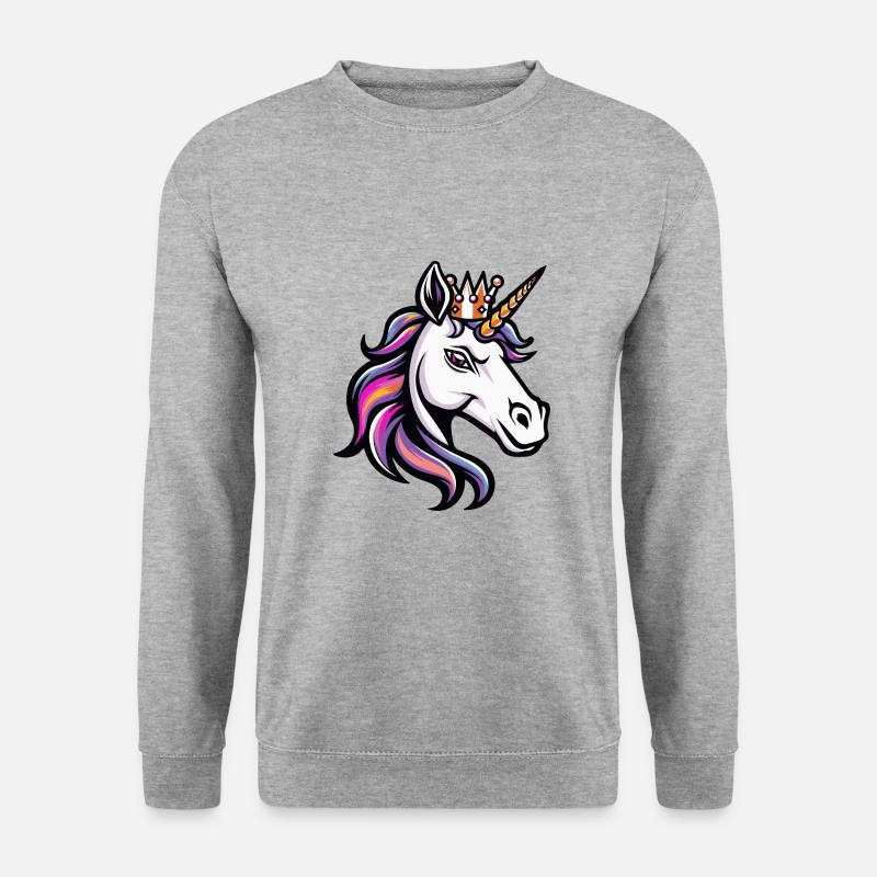 Einhorn Kopf Krone - Unisex Pullover - Weißgrau meliert