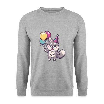 Wolf Birthday Baby - Unisex Sweatshirt - salt & pepper - Front - Alina (178cm) & Michal (187cm)