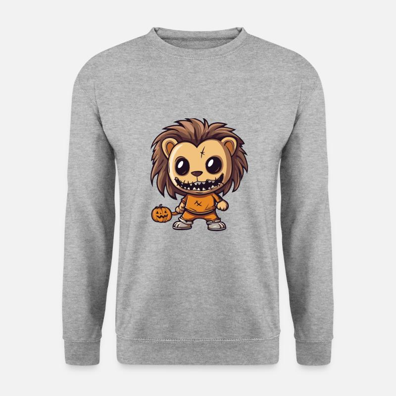 Löwe Halloween Comic Lustig - Unisex Pullover - Weißgrau meliert