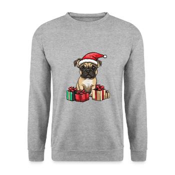 Bouledogue Français Chien Noël - Sweat-shirt Unisexe - gris chiné - Devant - Alina (178cm) & Michal (187cm)