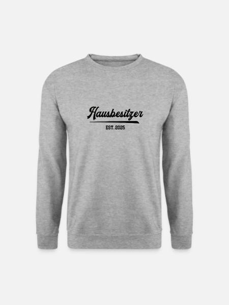Hausbesitzer Hauskauf 2025 Bau Hausbau Eigenheim - Unisex Pullover - Weißgrau meliert