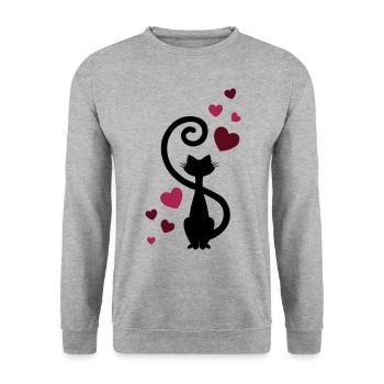 Cat Love In Love - cat in love - gift idea - Unisex Sweatshirt - salt & pepper - Front - Alina (178cm) & Michal (187cm)