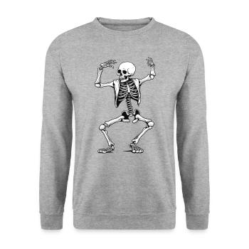 Tanzendes Skelett - Unisex Pullover - Weißgrau meliert - Vorne - Alina (178cm) & Michal (187cm)