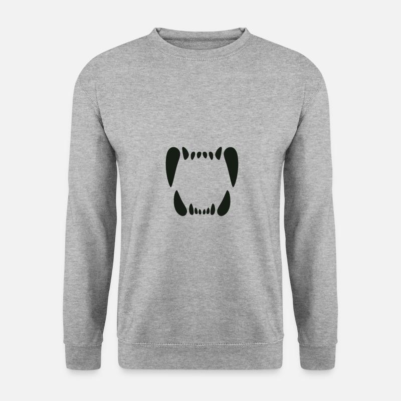 Zähne - Maul Monster Gebiss - Unisex Pullover - Weißgrau meliert