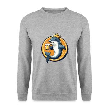 Dolphin Beer Comic - Unisex Sweatshirt - salt & pepper - Front - Alina (178cm) & Michal (187cm)