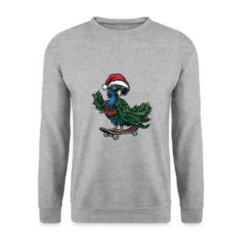 Peacock Bird Christmas Funny - Unisex Sweatshirt - salt & pepper - Front - Alina (178cm) & Michal (187cm)
