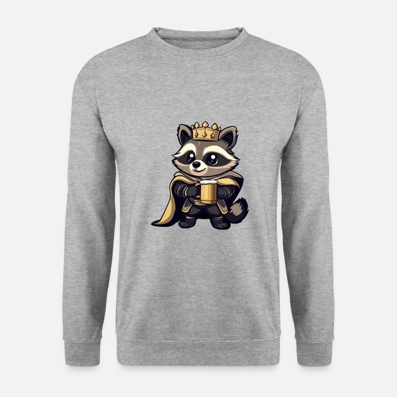 Waschbär Bier Lustig - Unisex Pullover - Weißgrau meliert