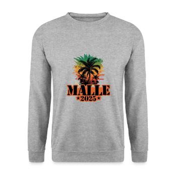 Malle 2025 Palmiers - Sweat-shirt Unisexe - gris chiné - Devant - Alina (178cm) & Michal (187cm)