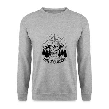 Natur Geschenkidee - Unisex Pullover - Weißgrau meliert - Vorne - Alina (178cm) & Michal (187cm)