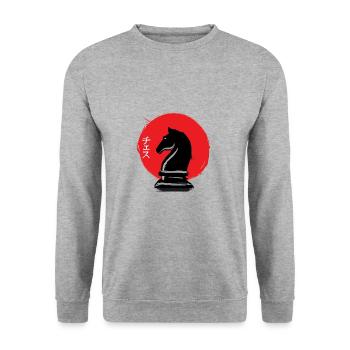 Chess Japan Springer - Unisex Sweatshirt - salt & pepper - Front - Alina (178cm) & Michal (187cm)