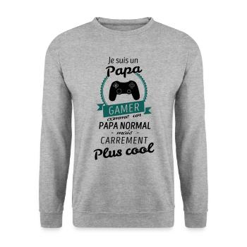 Je suis un papa Gamer cadeau - Sweat-shirt Unisexe - gris chiné - Devant - Alina (178cm) & Michal (187cm)