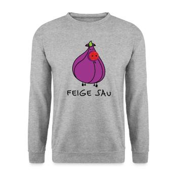 Lustige feige Sau (b) - Unisex Pullover - Weißgrau meliert - Vorne - Alina (178cm) & Michal (187cm)