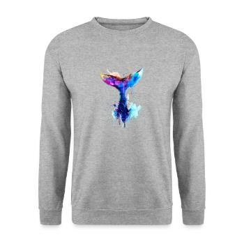Walflosse, Flosse,wal, Walfisch, Graffiti - Unisex Pullover - Weißgrau meliert - Vorne - Alina (178cm) & Michal (187cm)