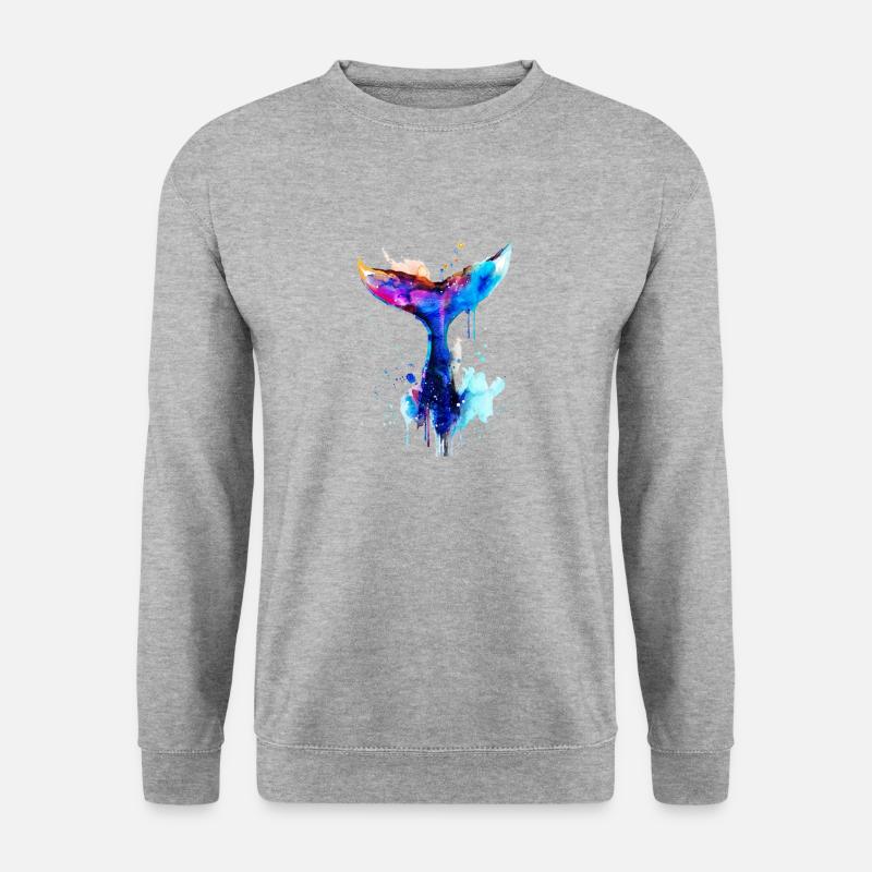 Walflosse, Flosse,wal, Walfisch, Graffiti - Unisex Pullover - Weißgrau meliert