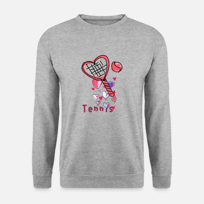 Tennis, Herzen, illustration - Unisex Pullover - Weißgrau meliert