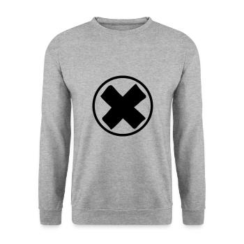Kreuz Emoji Skizze Zeichnung schwarz - Unisex Pullover - Weißgrau meliert - Vorne - Alina (178cm) & Michal (187cm)