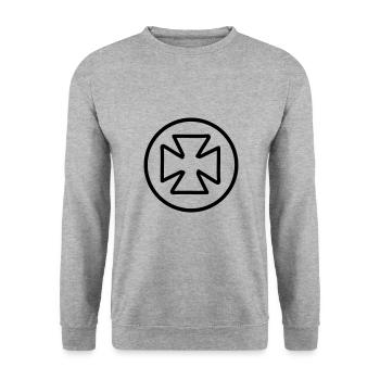 Cross Emoji Sketch Dessin Noir - Sweat-shirt Unisexe - gris chiné - Devant - Alina (178cm) & Michal (187cm)