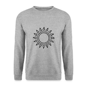 Sonne Zeichnung Natur Skizze schwarz - Unisex Pullover - Weißgrau meliert - Vorne - Alina (178cm) & Michal (187cm)