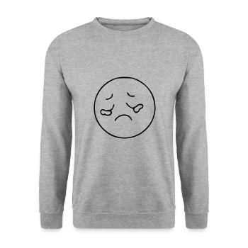 Emoji sketch noir triste - Sweat-shirt Unisexe - gris chiné - Devant - Alina (178cm) & Michal (187cm)