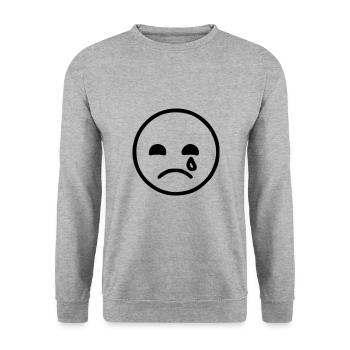 Emoji Skizze traurig schwarz - Unisex Sweatshirt - salt & pepper - Front - Alina (178cm) & Michal (187cm)