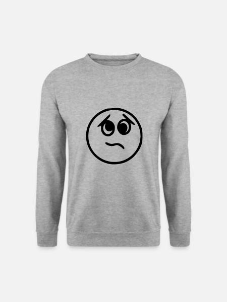Emoji Skizze nervös schwarz - Unisex Pullover - Weißgrau meliert