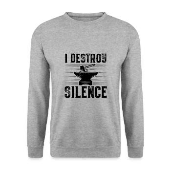 Forger un cadeau | Forgeron maréchal-ferraille enclume - Sweat-shirt Unisexe - gris chiné - Devant - Alina (178cm) & Michal (187cm)