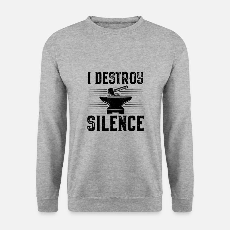 Schmieden Geschenk | Schmied Hufschmied Amboss - Unisex Pullover - Weißgrau meliert