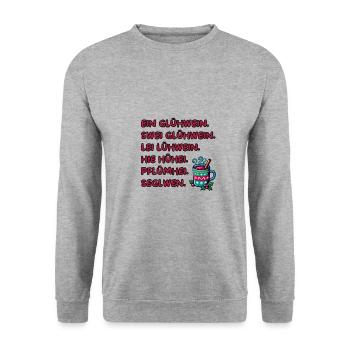 Cadeau de vin chaud drôle pour les marchés de Noël - Sweat-shirt Unisexe - gris chiné - Devant - Alina (178cm) & Michal (187cm)