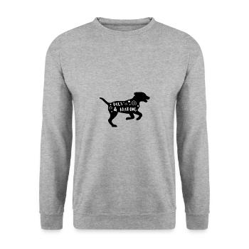 Hunde & Lesen - Unisex Pullover - Weißgrau meliert - Vorne - Alina (178cm) & Michal (187cm)
